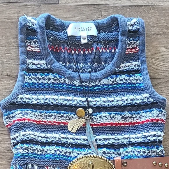 Gently Worn- DEREK LAM 10 CROSBY, Adorable Knit & Rag Dress, Small P- runs small - Picture 2 of 5